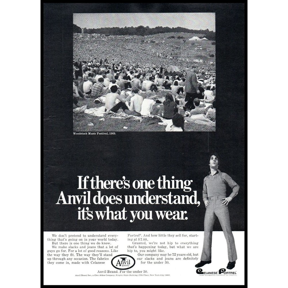 1970 Anvil Brand Fashion Clothing Vintage Print Ad Woodstock 1969 Wall Art Photo